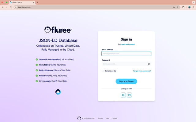 Fluree Login page